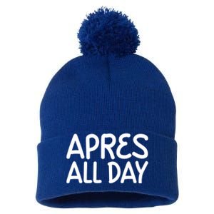 Apres All Day Skiing Ski Snowboarding Snow Sports Cool Gift Pom Pom 12in Knit Beanie