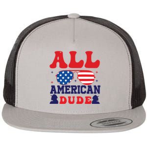 All American Dude 4th Of July Sunglasses Teens Cute Gift Flat Bill Trucker Hat