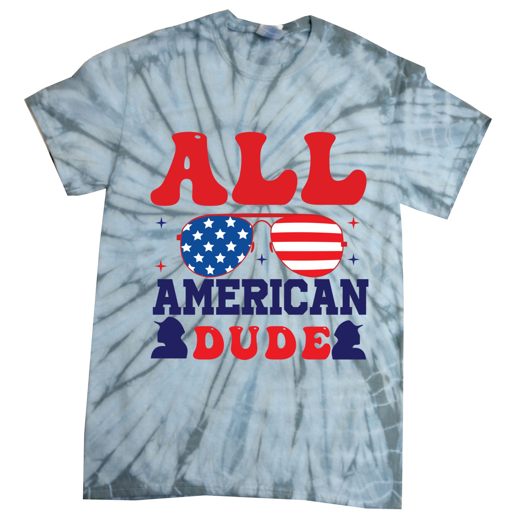 All American Dude 4th Of July Sunglasses Teens Cute Gift Tie-Dye T-Shirt