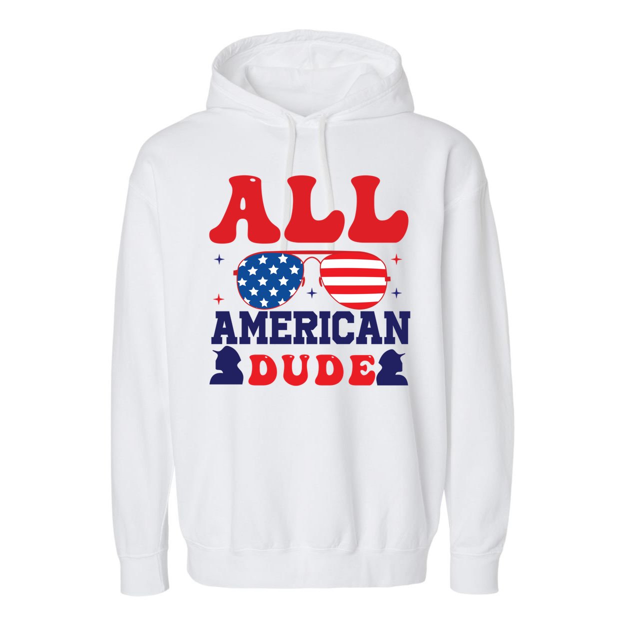 All American Dude 4th Of July Sunglasses Teens Cute Gift Garment-Dyed Fleece Hoodie