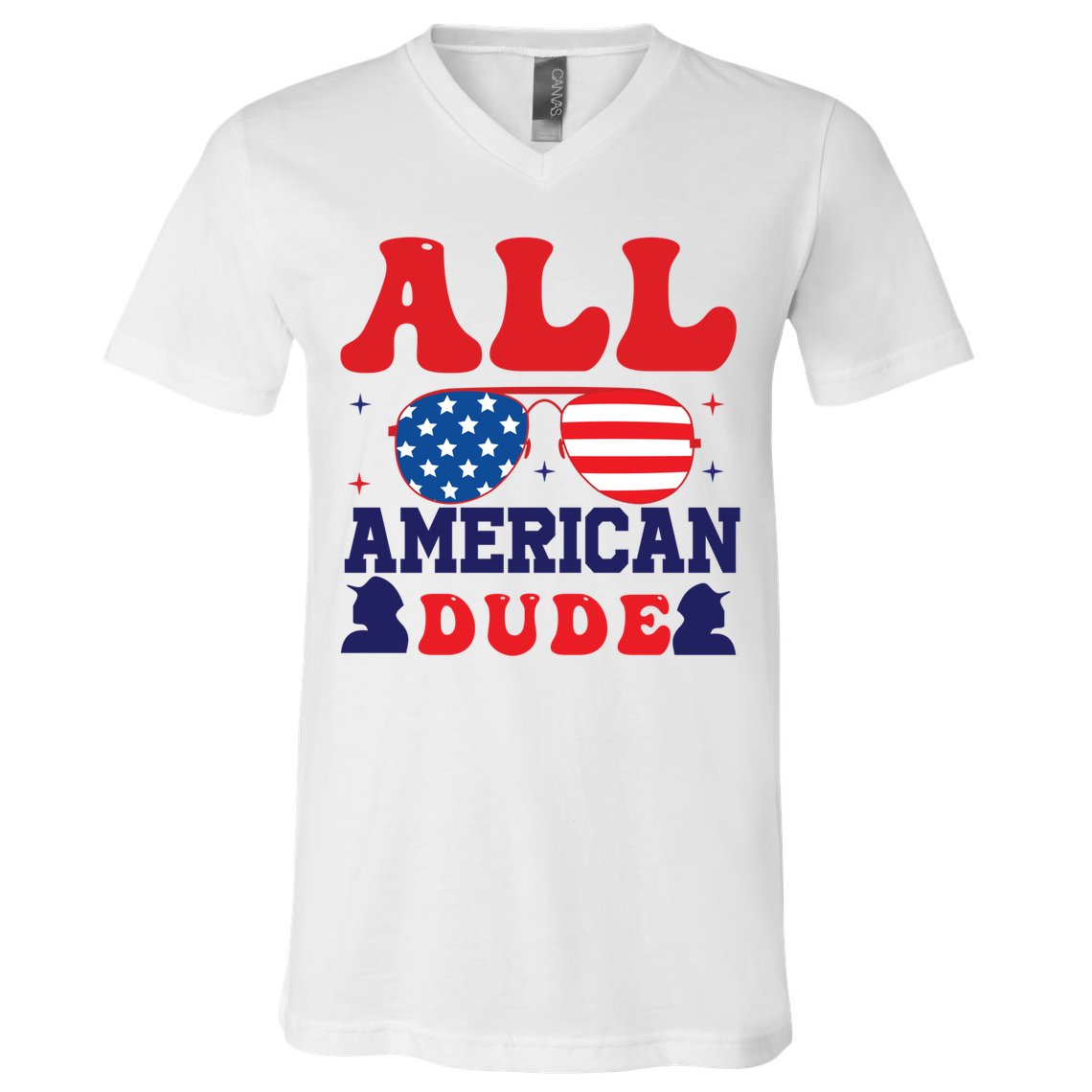 All American Dude 4th Of July Sunglasses Teens Cute Gift V-Neck T-Shirt