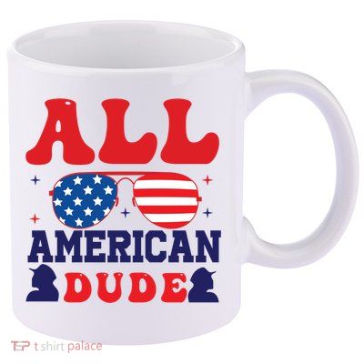 All American Dude 4th Of July Sunglasses Teens Cute Gift 11oz C Handle Ceramic Mug