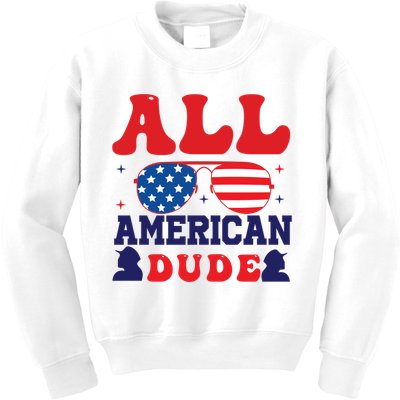 All American Dude 4th Of July Sunglasses Teens Cute Gift Kids Sweatshirt