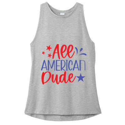 All American Dude Freedom 4th Of July Patriotic Veteran Meaningful Gift Ladies PosiCharge Tri-Blend Wicking Tank