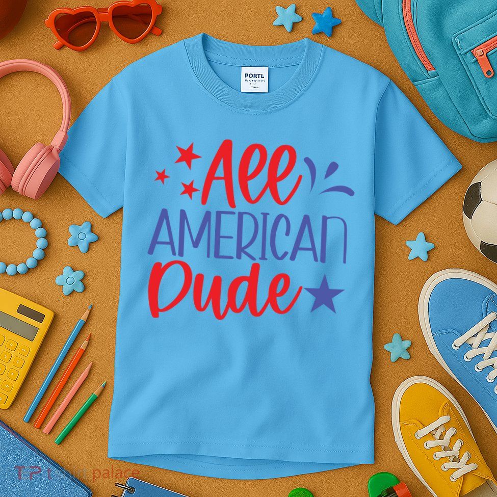 All American Dude Freedom 4th Of July Patriotic Veteran Meaningful Gift Kids T-Shirt