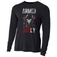 Armed And Dadly Funny Deadly Father Gift For Father's Day Cooling Performance Long Sleeve Crew