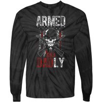 Armed And Dadly Funny Deadly Father Gift For Father's Day Tie-Dye Long Sleeve Shirt