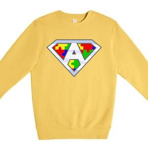 Autism Awareness Day Superhero Premium Crewneck Sweatshirt