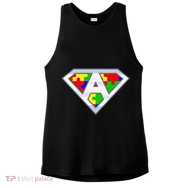 Autism Awareness Day Superhero Ladies PosiCharge Tri-Blend Wicking Tank
