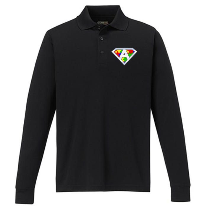 Autism Awareness Day Superhero Performance Long Sleeve Polo