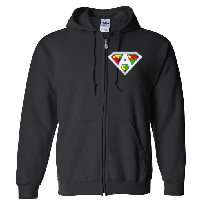 Autism Awareness Day Superhero Full Zip Hoodie