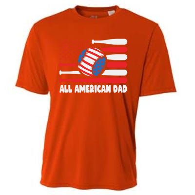 All American Dad Baseball Us Flag Great Gift Cooling Performance Crew T-Shirt