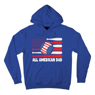 All American Dad Baseball Us Flag Great Gift Hoodie