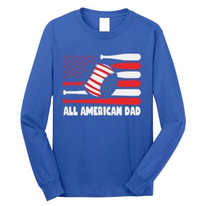 All American Dad Baseball Us Flag Great Gift Long Sleeve Shirt