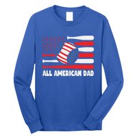 All American Dad Baseball Us Flag Great Gift Long Sleeve Shirt