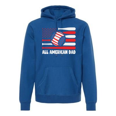 All American Dad Baseball Us Flag Great Gift Premium Hoodie