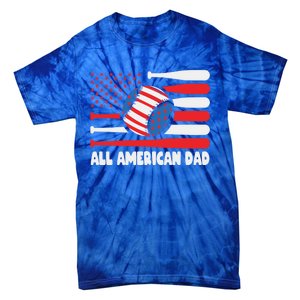 All American Dad Baseball Us Flag Great Gift Tie-Dye T-Shirt