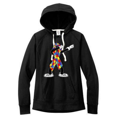 Autism Awareness Dabbing Puzzle Piece Love Dab Dance Women's Fleece Hoodie