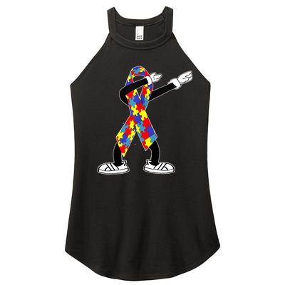 Autism Awareness Dabbing Puzzle Piece Love Dab Dance Women’s Perfect Tri Rocker Tank