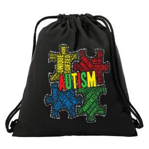 Autism Awareness Design Supporting Spread Kindness Drawstring Bag