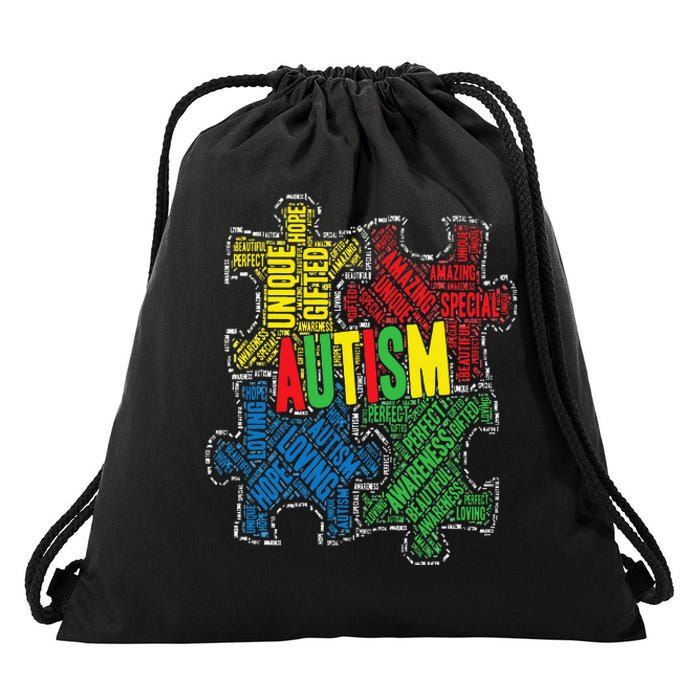 Autism Awareness Design Supporting Spread Kindness Drawstring Bag