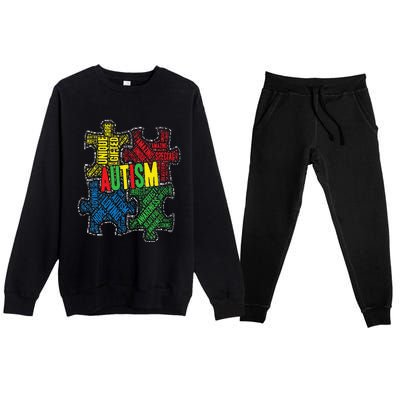 Autism Awareness Design Supporting Spread Kindness Premium Crewneck Sweatsuit Set