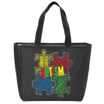 Autism Awareness Design Supporting Spread Kindness Zip Tote Bag