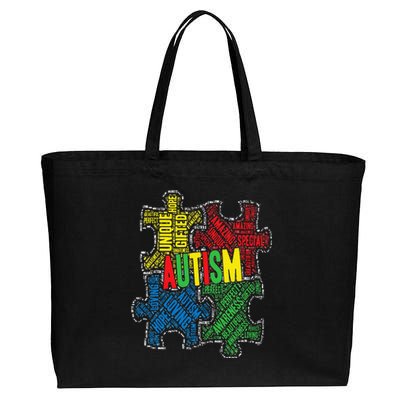 Autism Awareness Design Supporting Spread Kindness Cotton Canvas Jumbo Tote