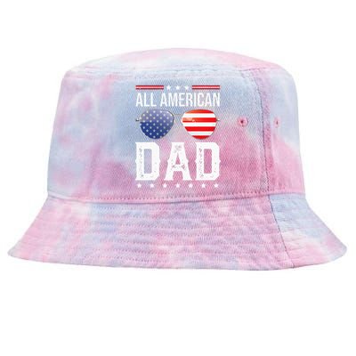 All American Dad Matching Family Fourth 4th Of July American Tie-Dyed Bucket Hat