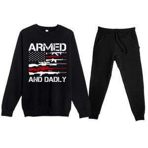 Armed And Dadly Military Dad Gift Premium Crewneck Sweatsuit Set