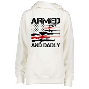 Armed And Dadly Military Dad Gift Womens Funnel Neck Pullover Hood