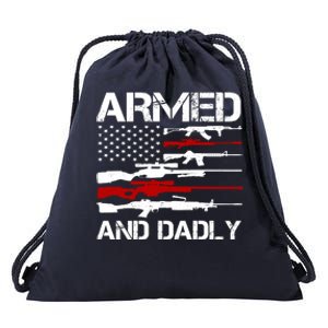 Armed And Dadly Military Dad Gift Drawstring Bag