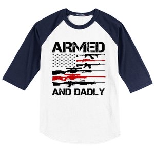 Armed And Dadly Military Dad Gift Baseball Sleeve Shirt