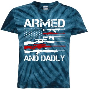 Armed And Dadly Military Dad Gift Kids Tie-Dye T-Shirt