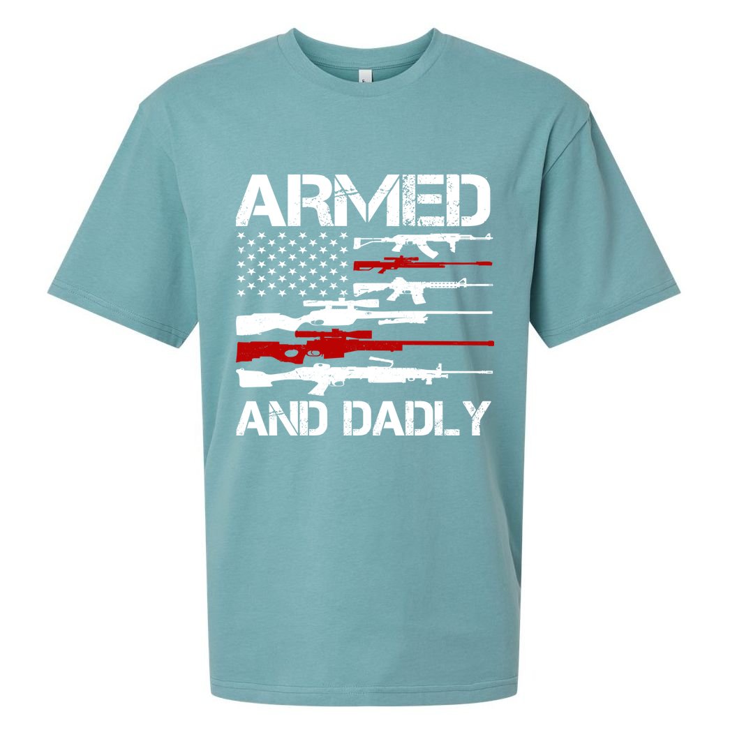 Armed And Dadly Military Dad Gift Sueded Cloud Jersey T-Shirt