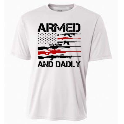 Armed And Dadly Military Dad Gift Cooling Performance Crew T-Shirt