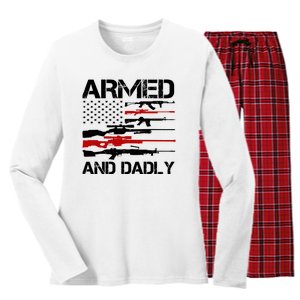 Armed And Dadly Military Dad Gift Women's Long Sleeve Flannel Pajama Set 