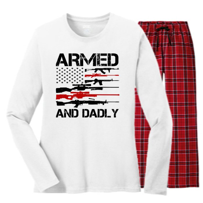 Armed And Dadly Military Dad Gift Women's Long Sleeve Flannel Pajama Set 