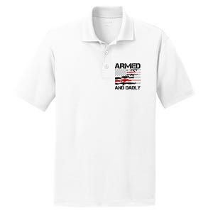 Armed And Dadly Military Dad Gift PosiCharge RacerMesh Polo