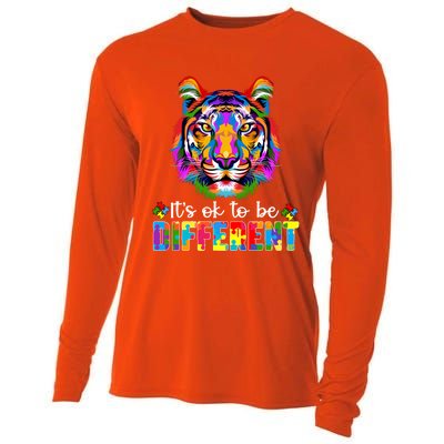 Autism Awareness Day ItS Ok To Be Different Colorful Tiger Gift Cooling Performance Long Sleeve Crew