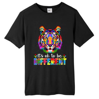 Autism Awareness Day ItS Ok To Be Different Colorful Tiger Gift Tall Fusion ChromaSoft Performance T-Shirt