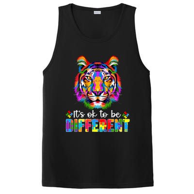 Autism Awareness Day ItS Ok To Be Different Colorful Tiger Gift PosiCharge Competitor Tank