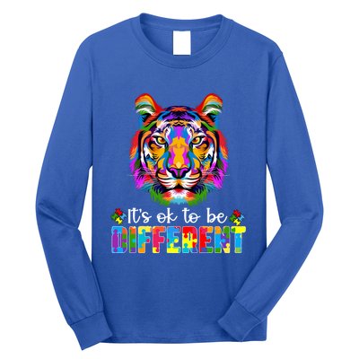 Autism Awareness Day ItS Ok To Be Different Colorful Tiger Gift Long Sleeve Shirt