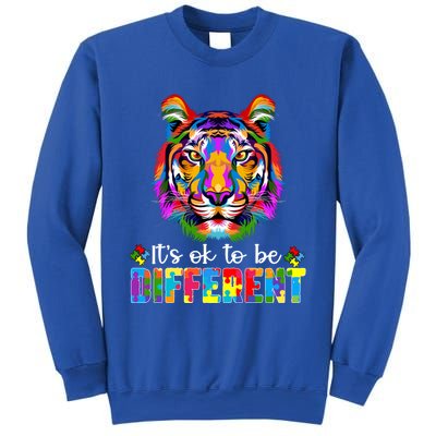 Autism Awareness Day ItS Ok To Be Different Colorful Tiger Gift Sweatshirt