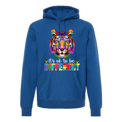 Autism Awareness Day ItS Ok To Be Different Colorful Tiger Gift Premium Hoodie