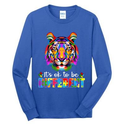 Autism Awareness Day ItS Ok To Be Different Colorful Tiger Gift Tall Long Sleeve T-Shirt