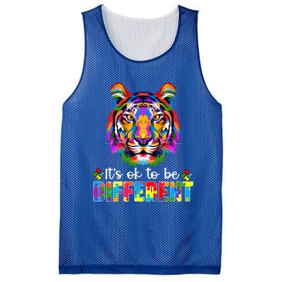 Autism Awareness Day ItS Ok To Be Different Colorful Tiger Gift Mesh Reversible Basketball Jersey Tank