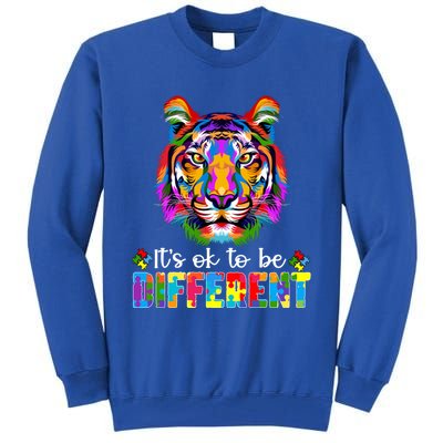 Autism Awareness Day ItS Ok To Be Different Colorful Tiger Gift Tall Sweatshirt