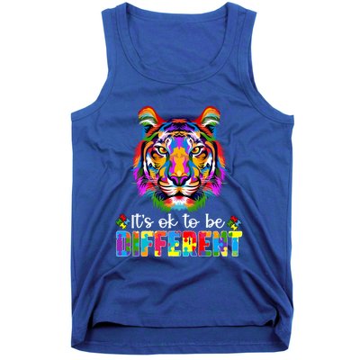 Autism Awareness Day ItS Ok To Be Different Colorful Tiger Gift Tank Top