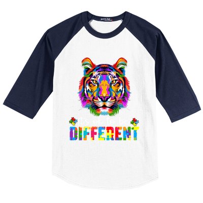 Autism Awareness Day ItS Ok To Be Different Colorful Tiger Gift Baseball Sleeve Shirt